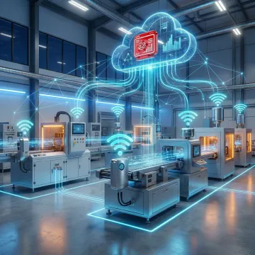 IoT sensors and connected devices transmitting data to cloud analytics platform
