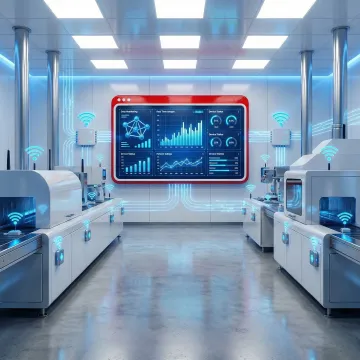 Industrial IoT devices connected via multi-carrier wireless network with real-time monitoring dashboard