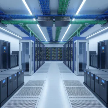 Enterprise data center with redundant servers and backup systems