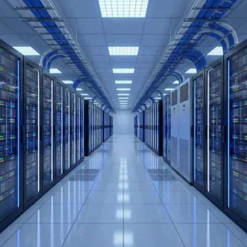 Modern Tier 1 data center facility with server racks and advanced cooling infrastructure