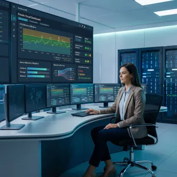 IT administrator managing private cloud infrastructure through centralized dashboard