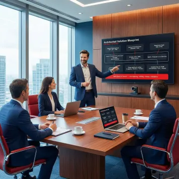 IT architecture planning session with consultants and business stakeholders