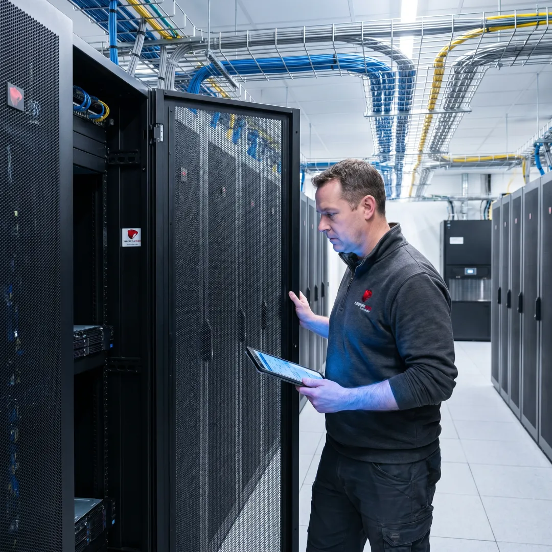 Modern Tier 1 data center facility with server racks and advanced cooling infrastructure
