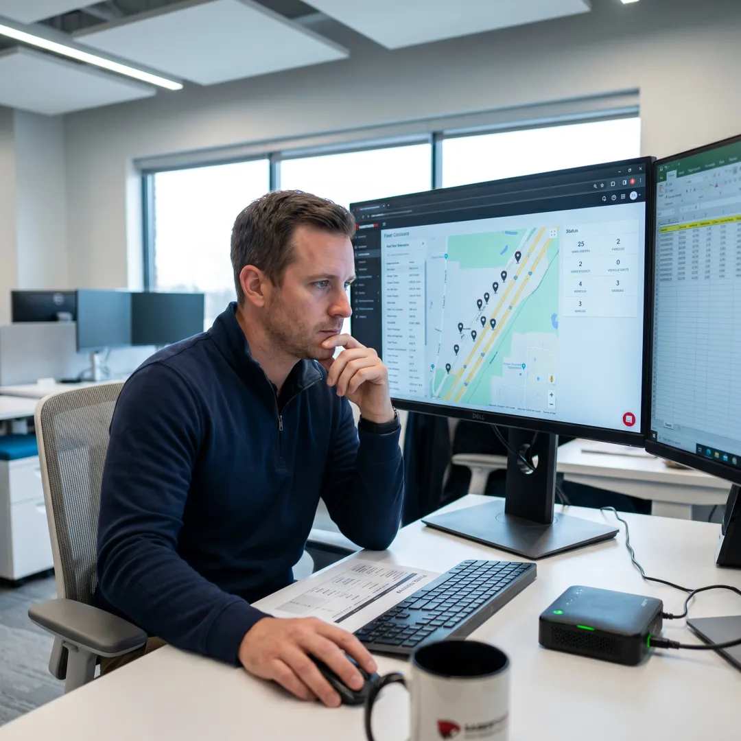 Real-time GPS trailer tracking dashboard showing fleet location and analytics
