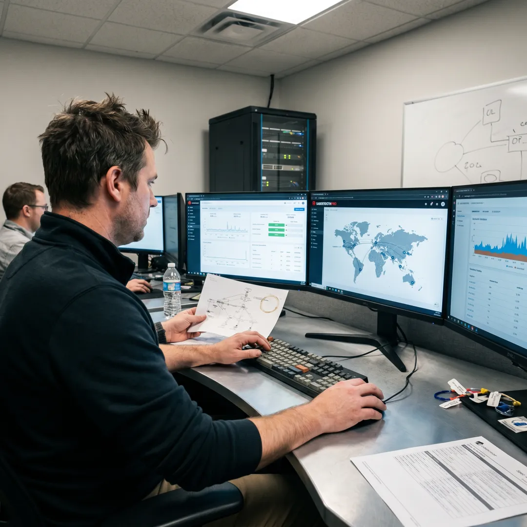 Modern business network operations center monitoring SD-WAN infrastructure