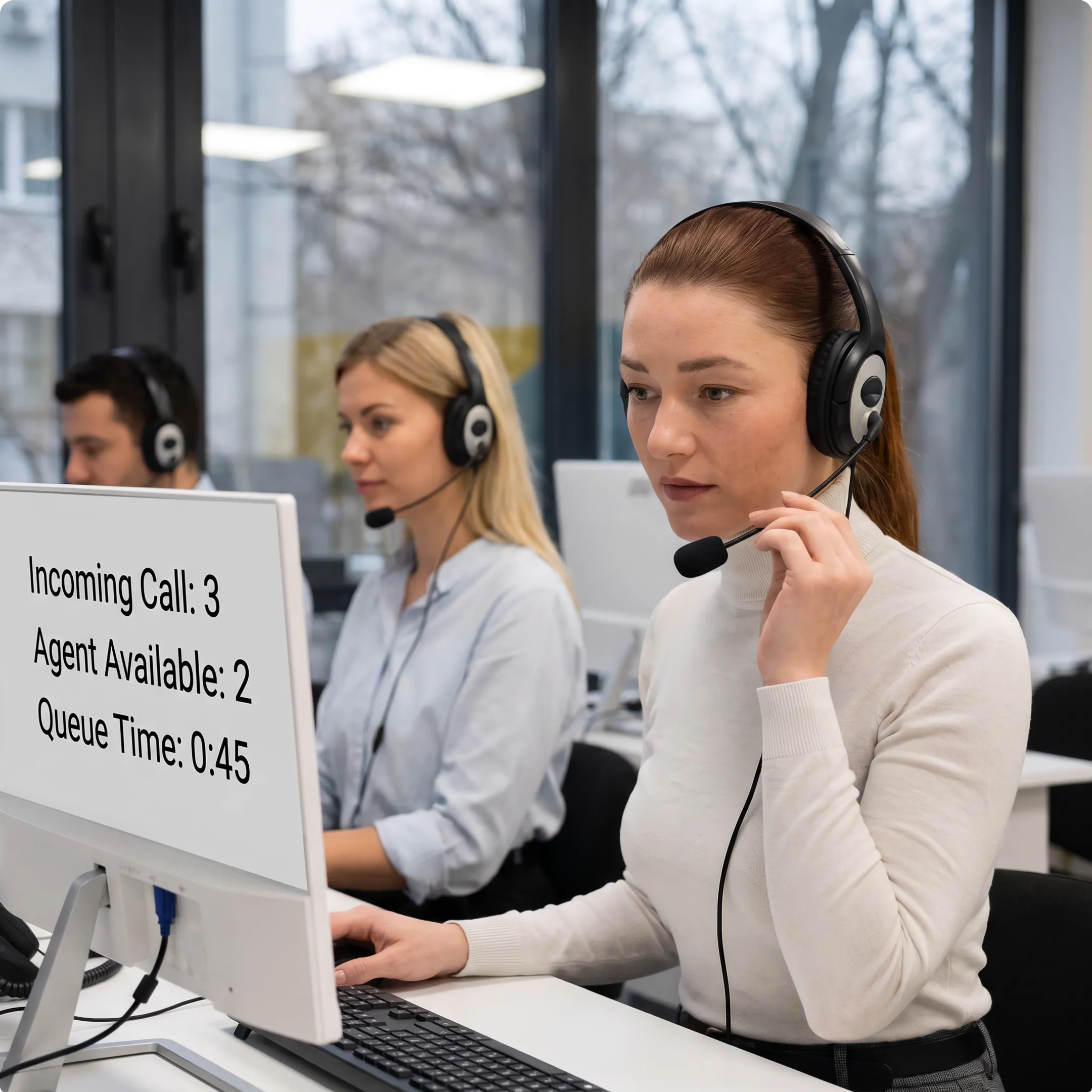 Team managing customer calls through a unified communications platform