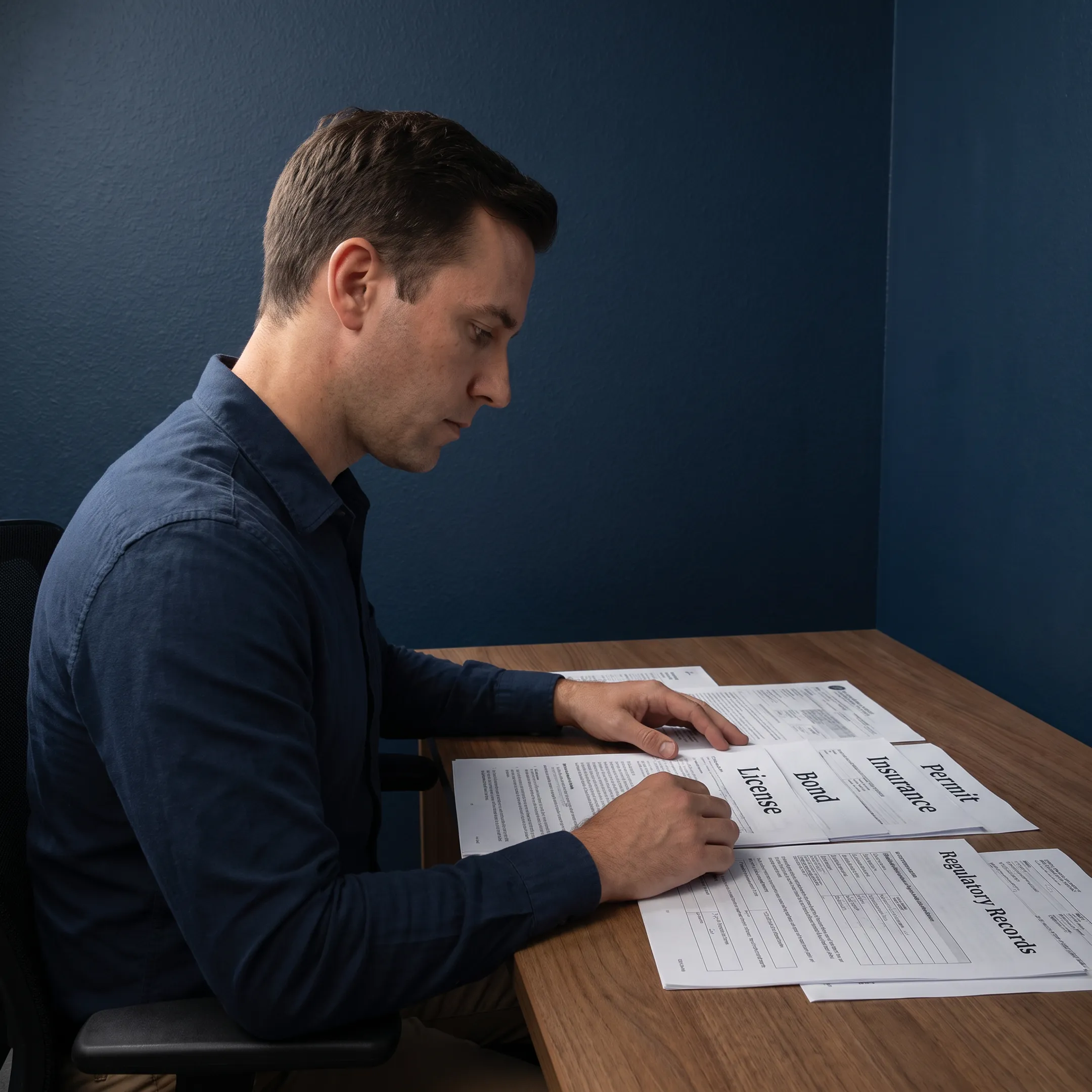 Analyst comparing contractor license and insurance records