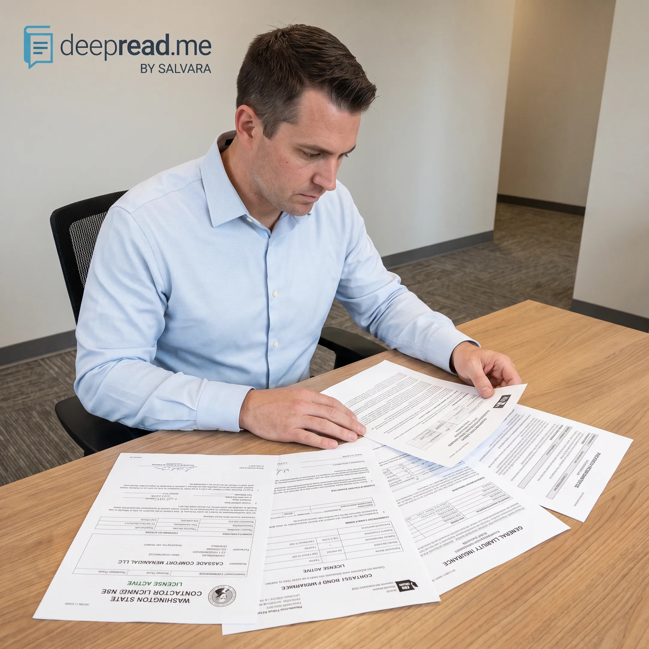 Analyst comparing contractor registry records with compliance documentation