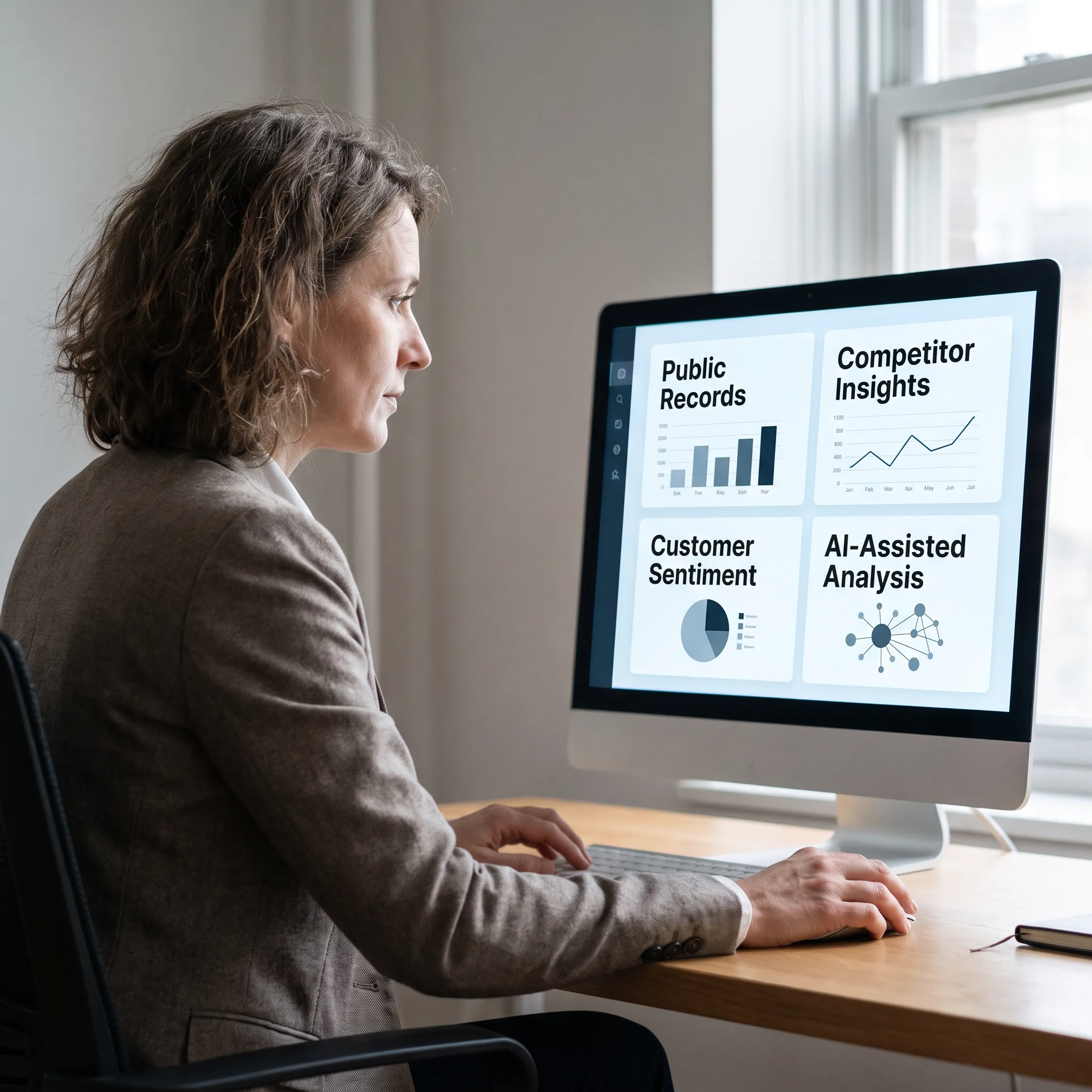 Research professional validating competitor findings against dated public sources