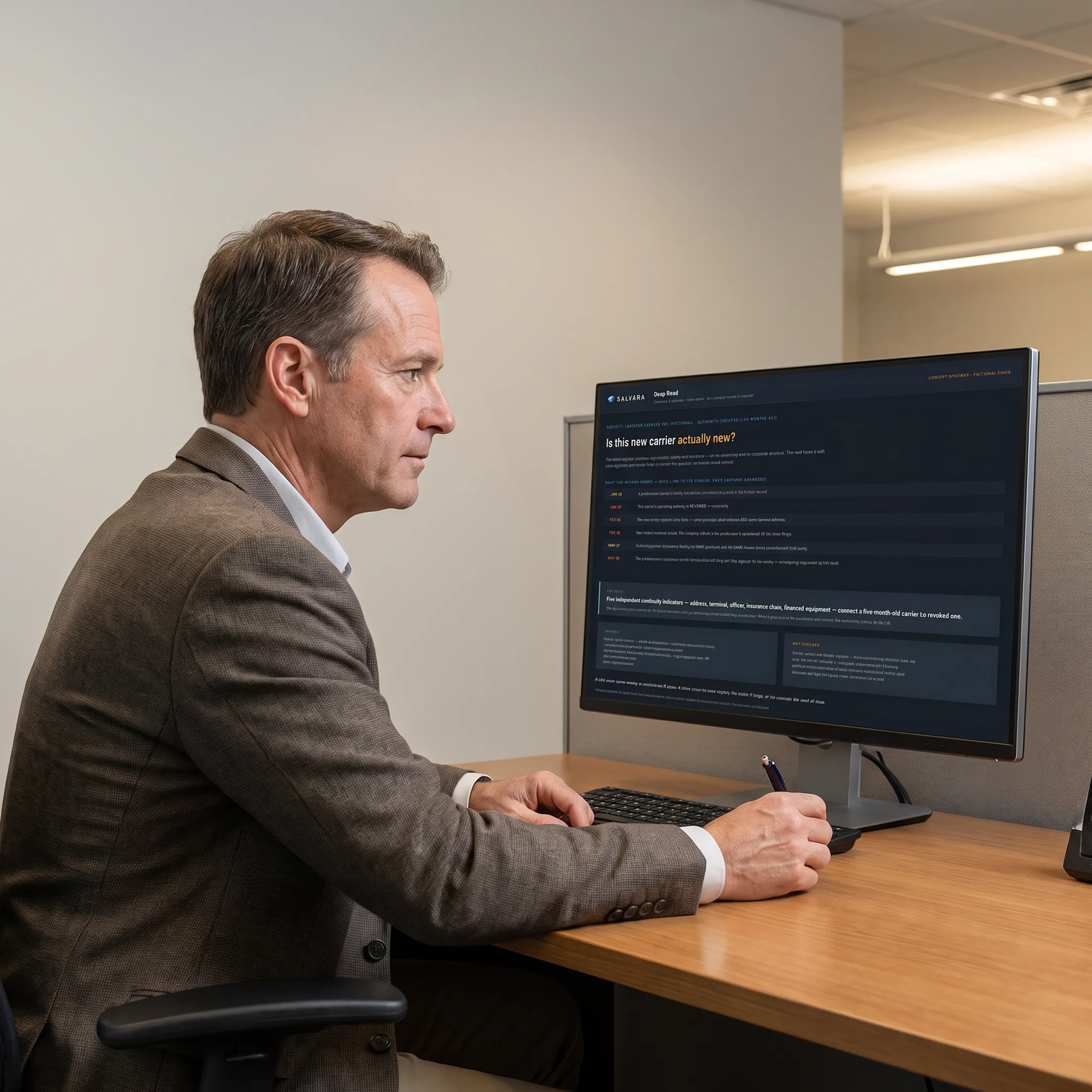 Professional reviewing source-attributed business verification records