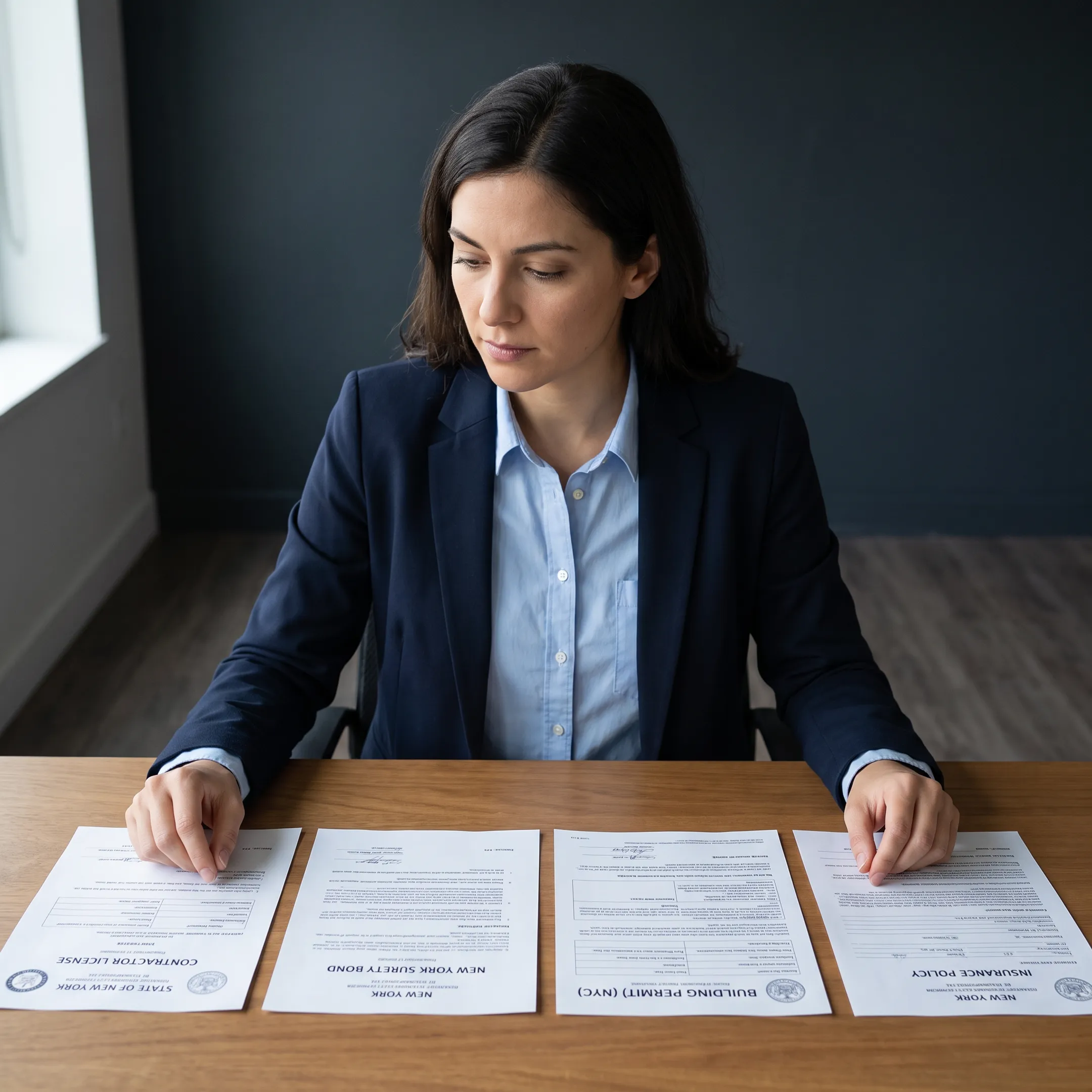 Researcher comparing contractor license and insurance records