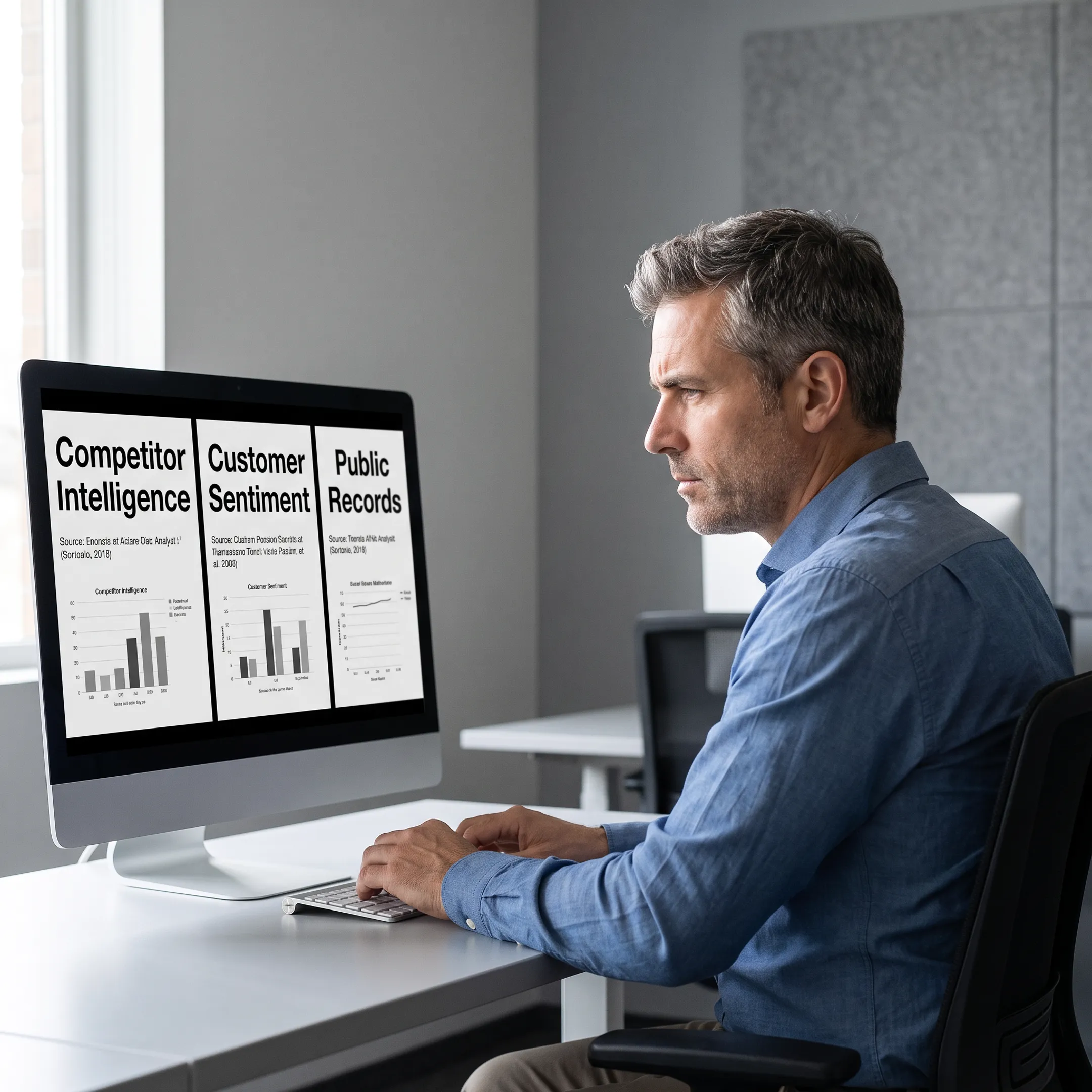 Analyst examining verified market and competitor research