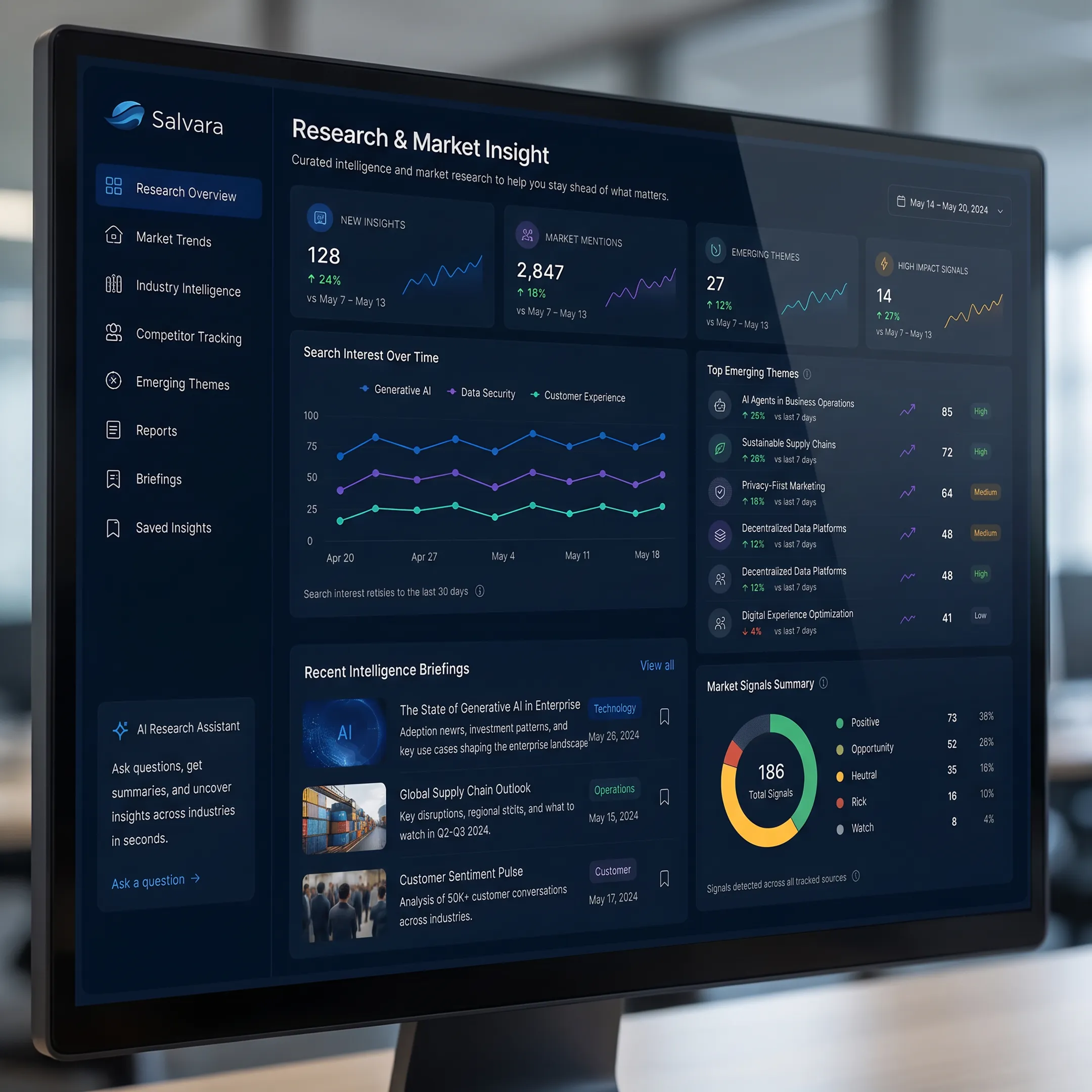Research professional examining verified business intelligence and source documents