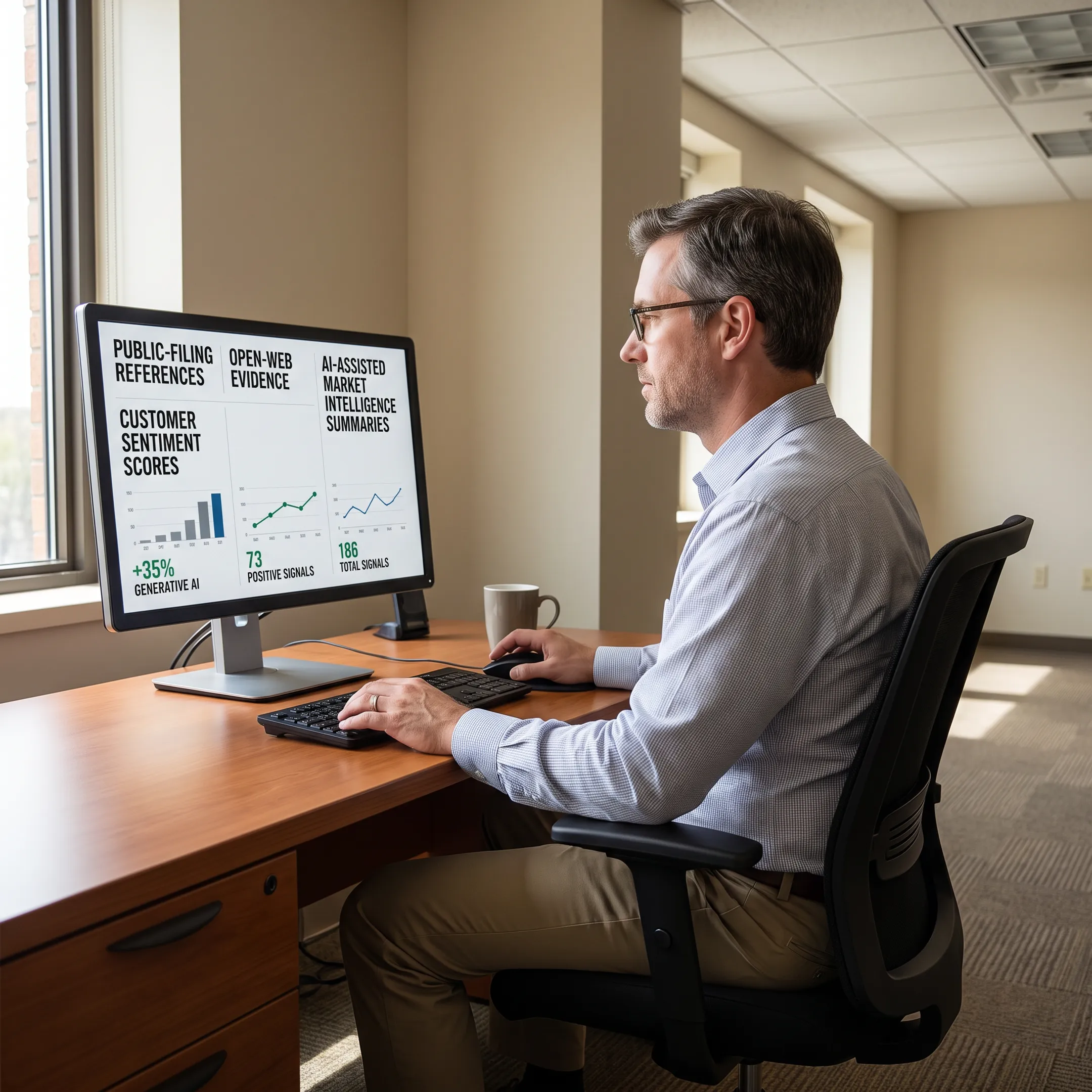 Research professional evaluating verified market data and competitive intelligence findings