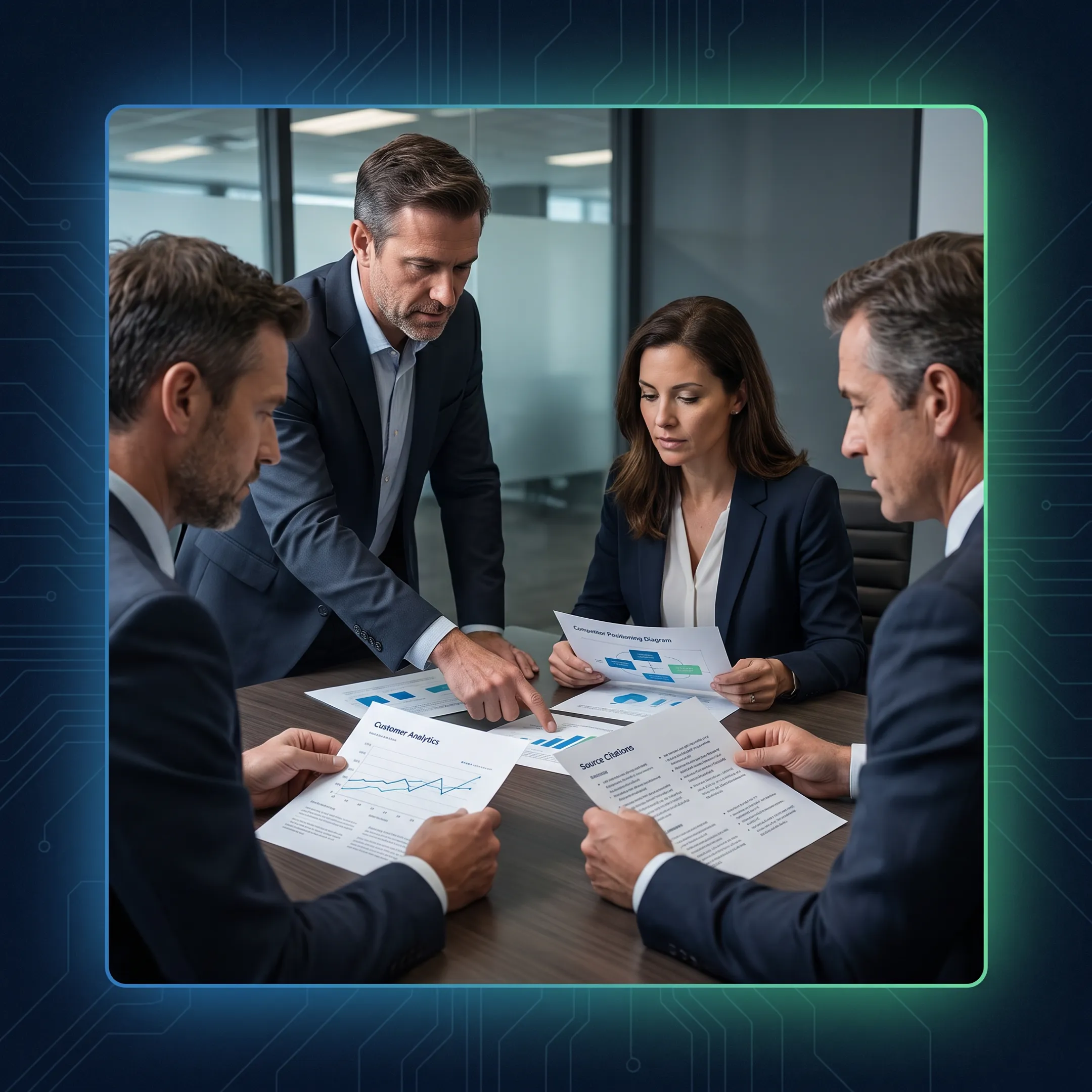 Team reviewing source-verified customer intelligence findings
