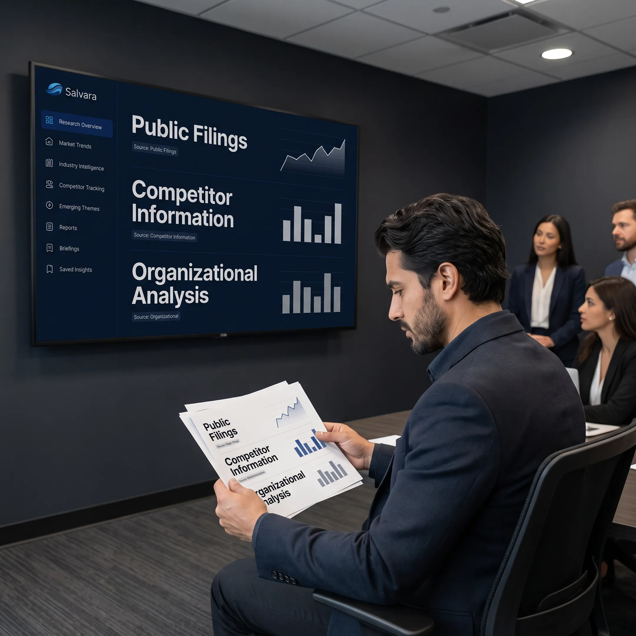 Research professional examining verified market intelligence findings