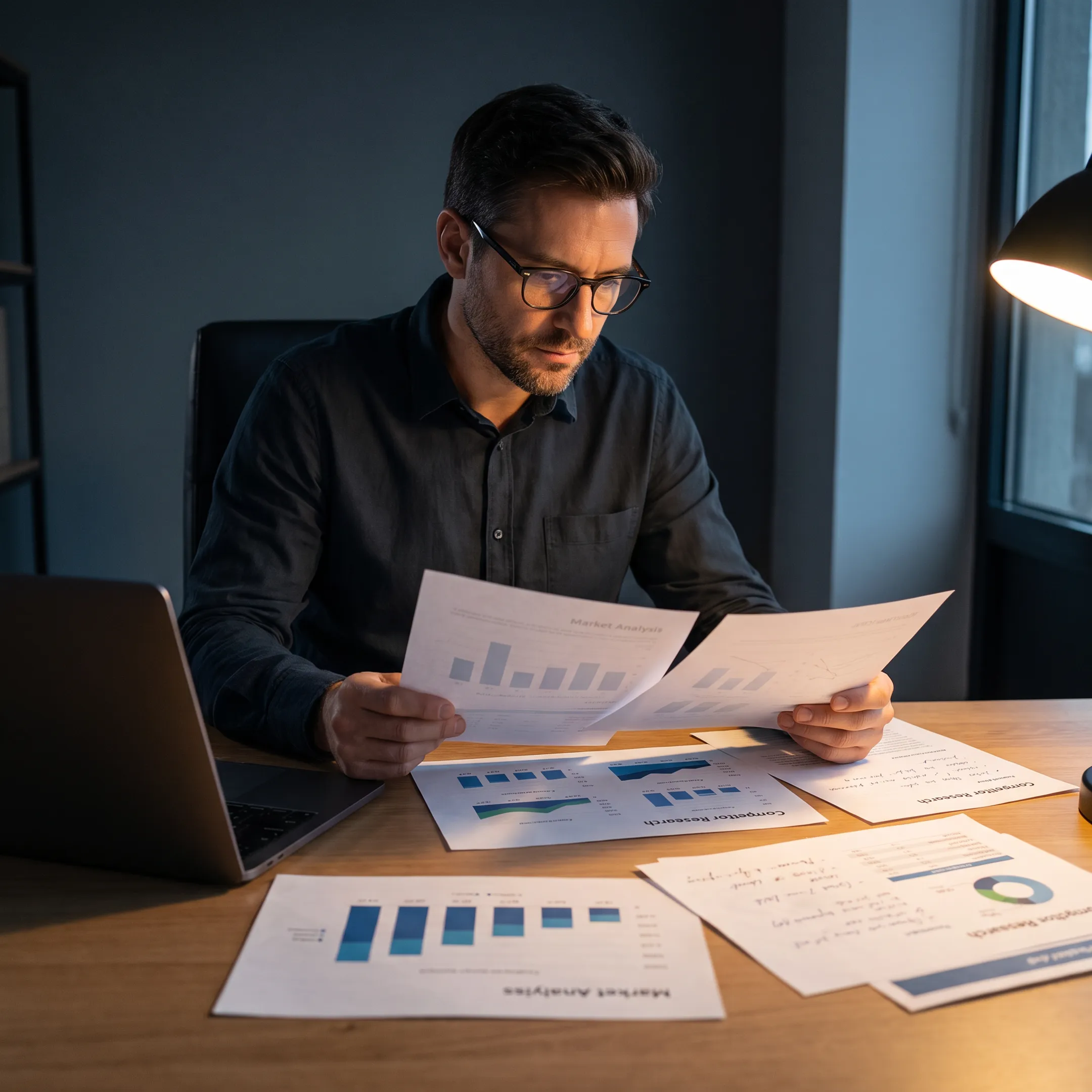 Researcher comparing verified sources with market analysis findings