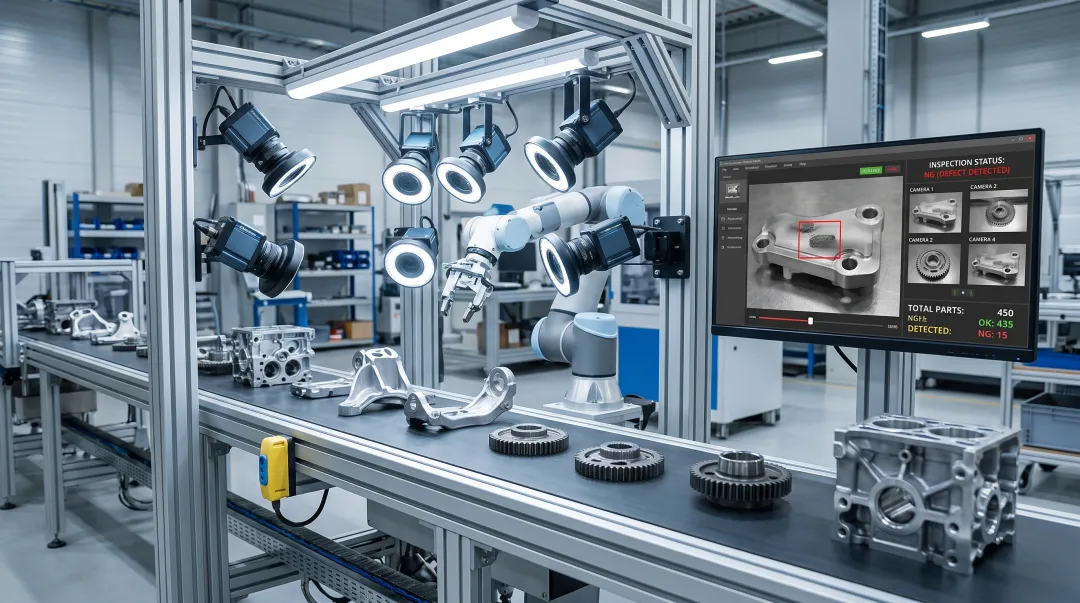 Computer vision quality inspection system detecting defects on automotive manufacturing line