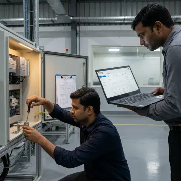 Engineers implementing IIoT sensors in a factory