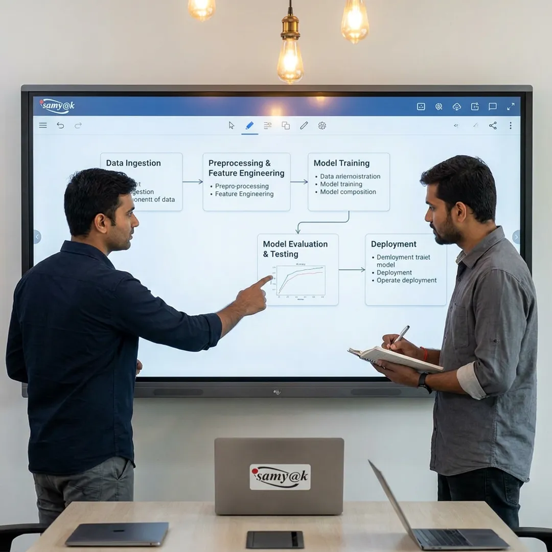 Engineers planning an AI development process