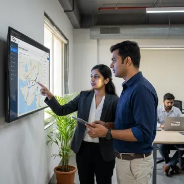 Logistics team using freight management software