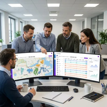 Team reviewing fleet routing workflow