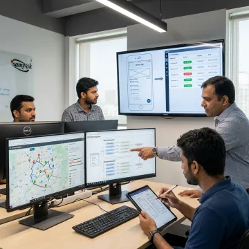 Software team planning courier delivery platform workflow