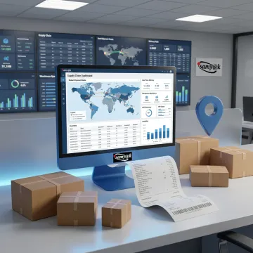 Supply chain software dashboard for logistics and inventory management