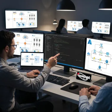Enterprise application development team planning software architecture