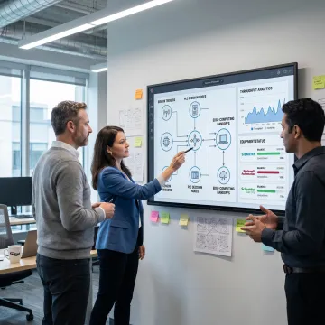 Software team planning manufacturing automation workflow