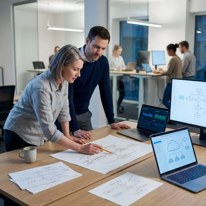DevOps transformation roadmap on screen