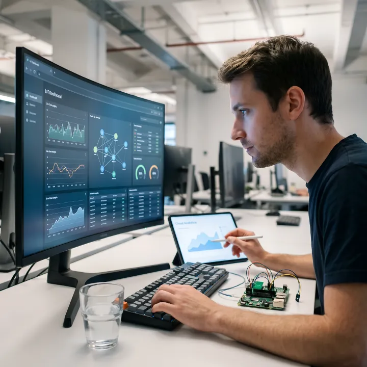 IoT application dashboard connected to industrial devices