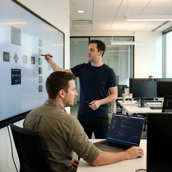 Team planning a custom supply chain software development process