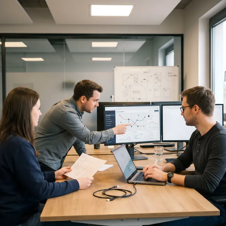 Software team planning a logistics platform workflow