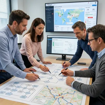 Software team planning a logistics platform workflow