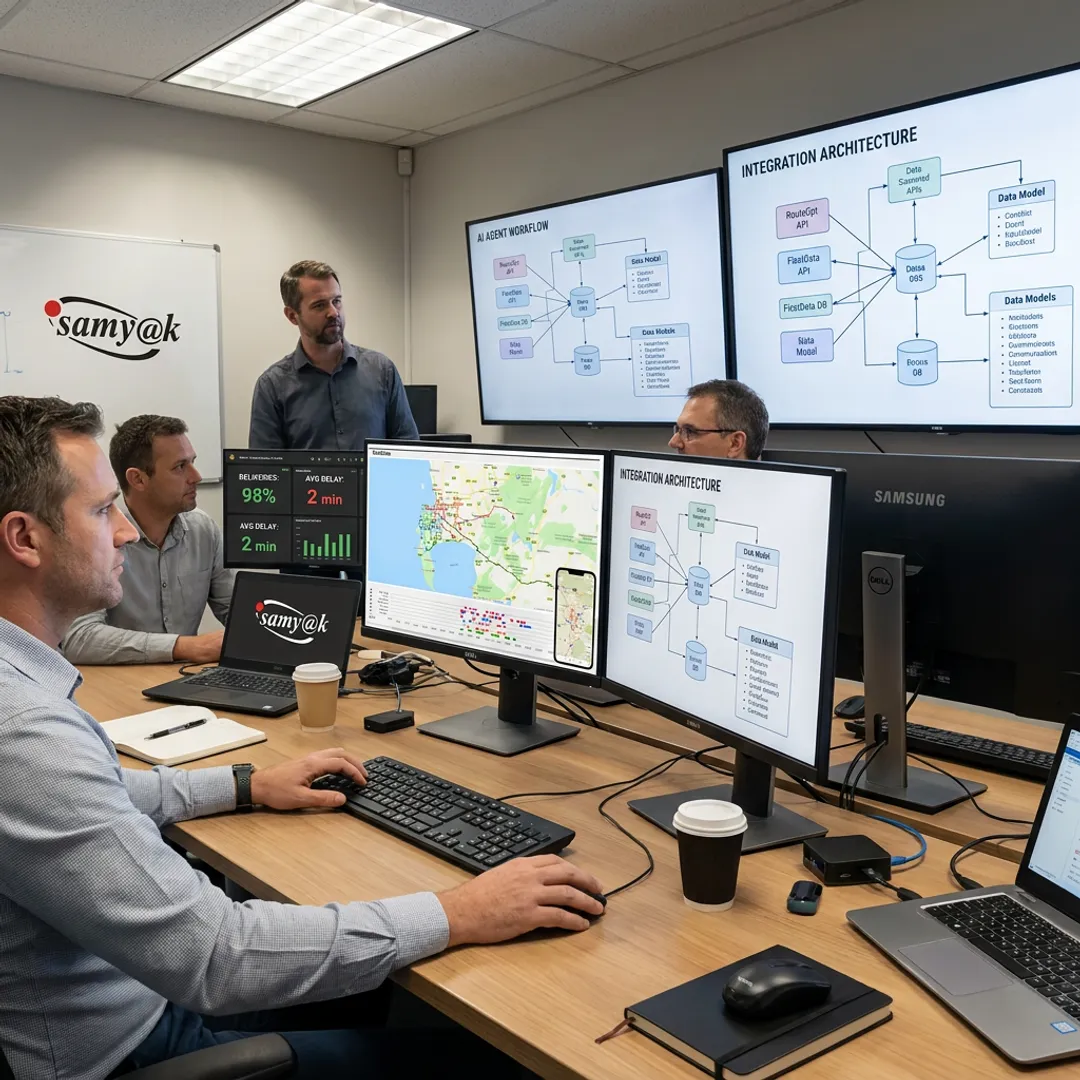 Team designing an AI logistics workflow platform