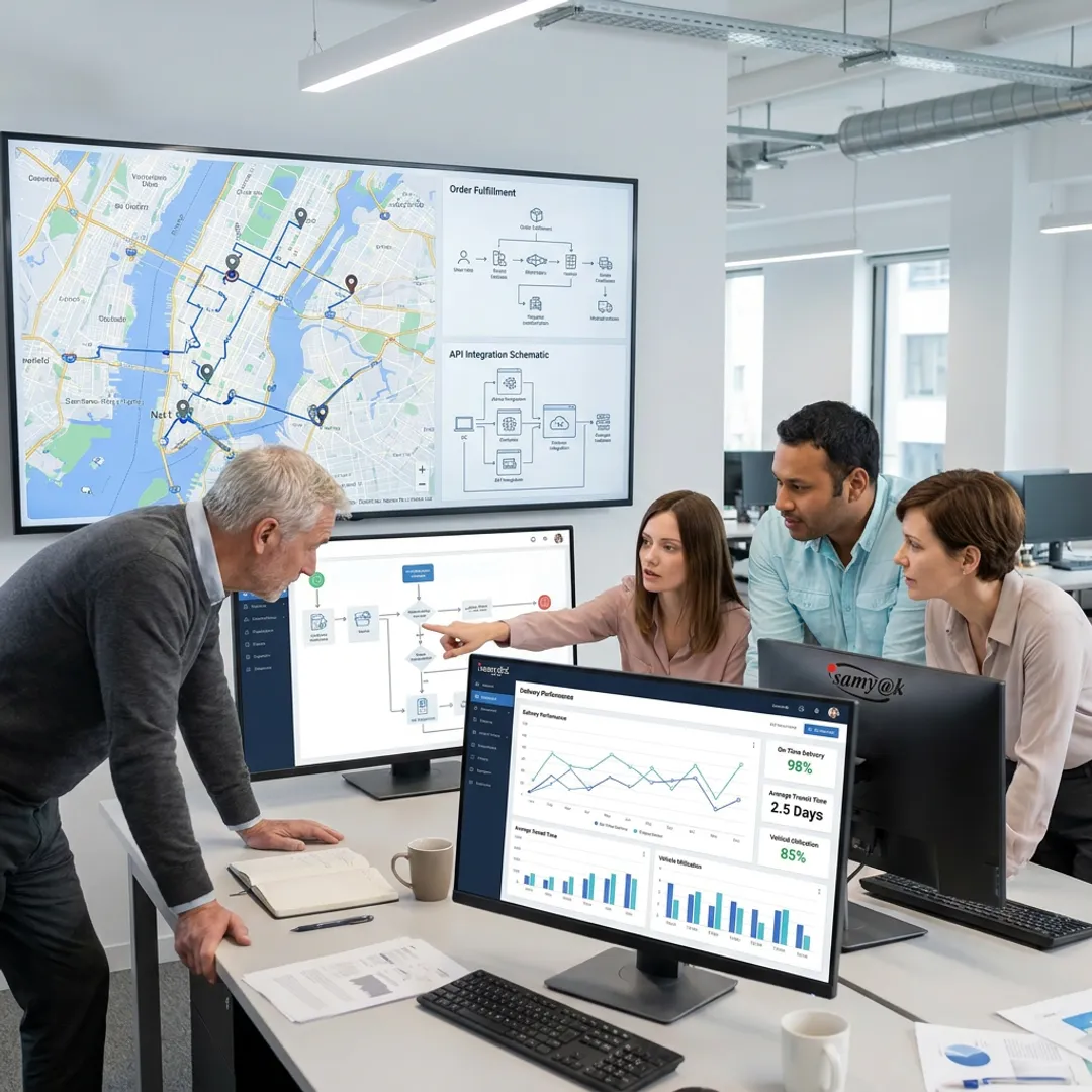 Software team planning a logistics development workflow