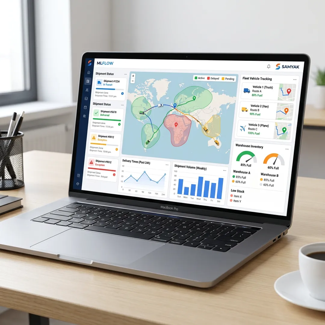 Custom logistics software dashboard with route and fleet tracking