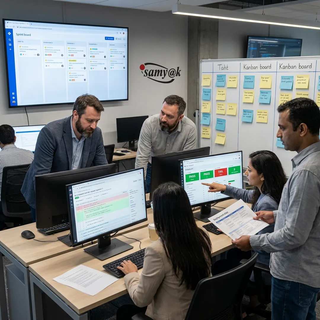 Offshore software delivery process with agile planning and development