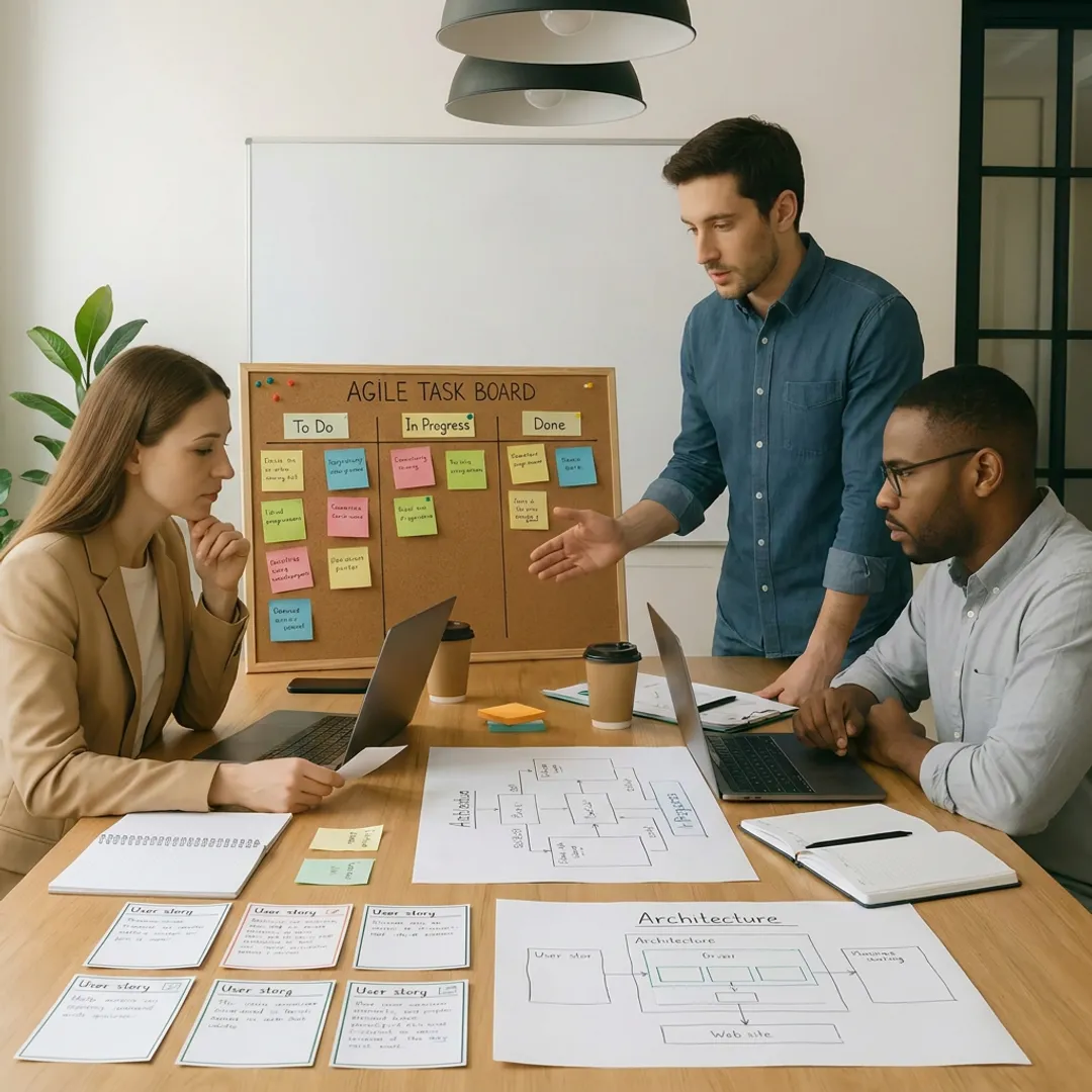 Software development team planning a startup MVP