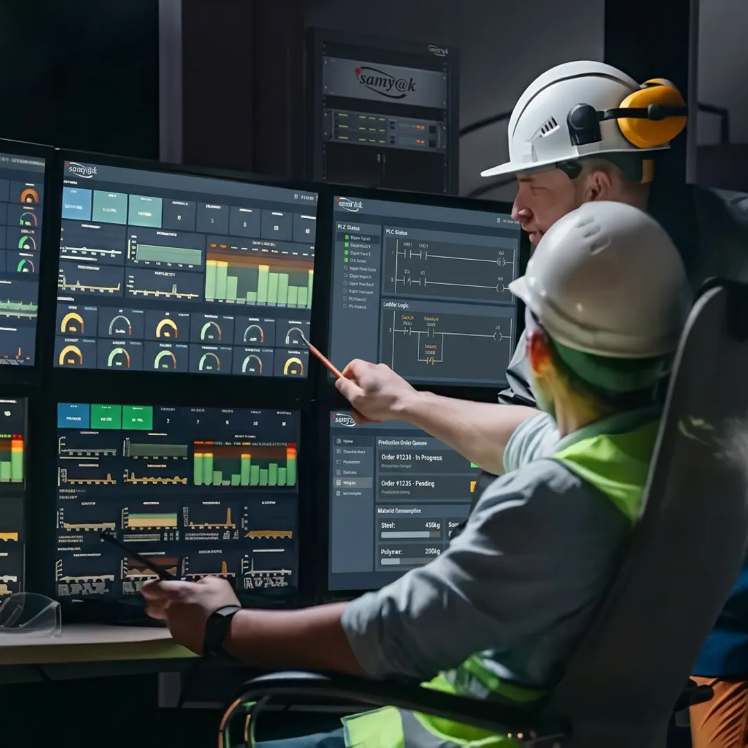 Manufacturing control room with connected IIoT dashboards