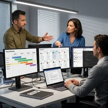 Remote IT team planning staff augmentation workflow