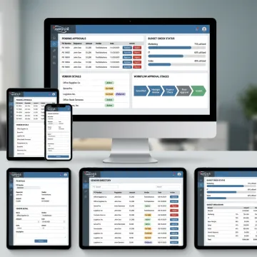 Custom purchase order approval software dashboard