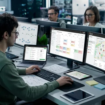Software team planning a field service platform