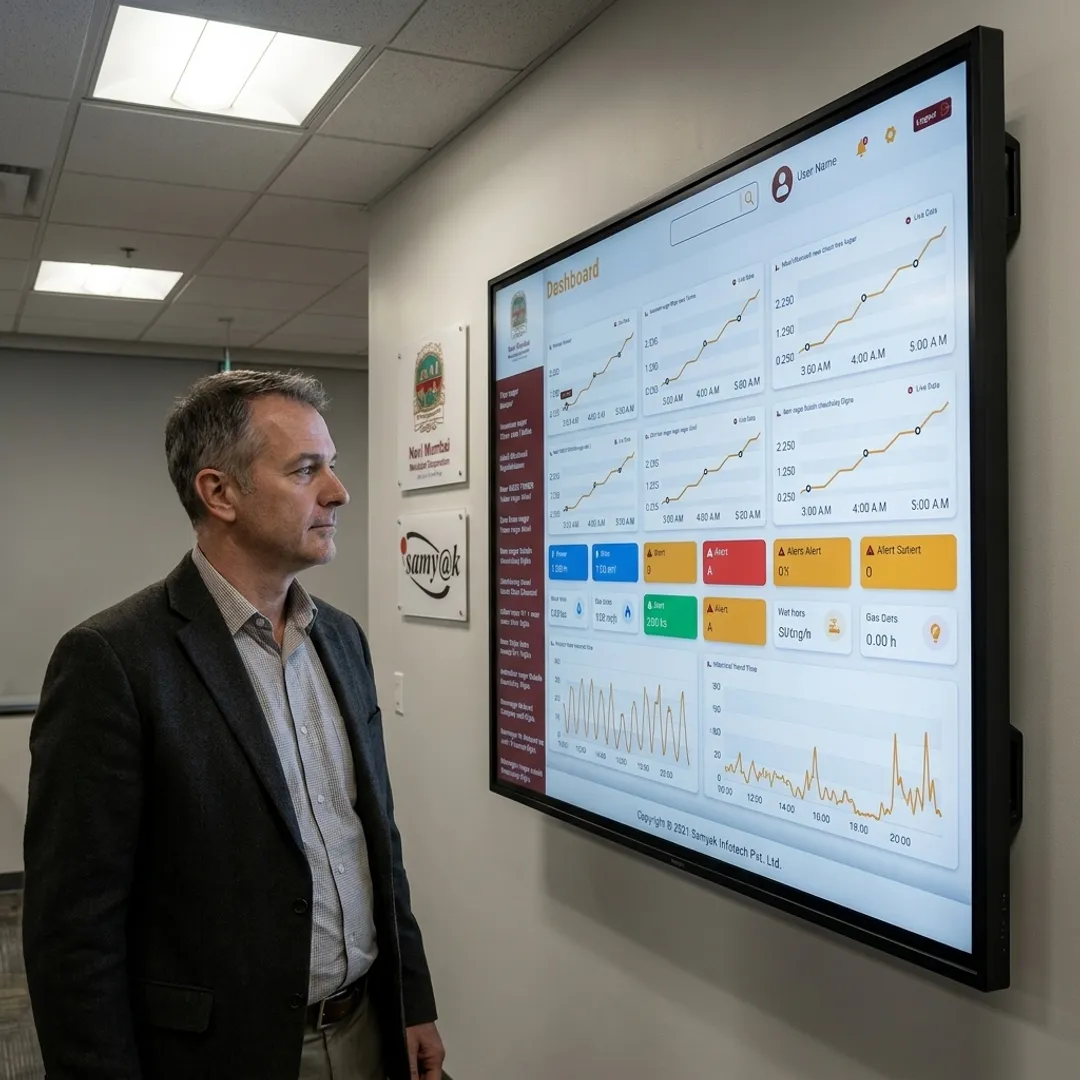 Energy manager reviewing a real-time monitoring dashboard