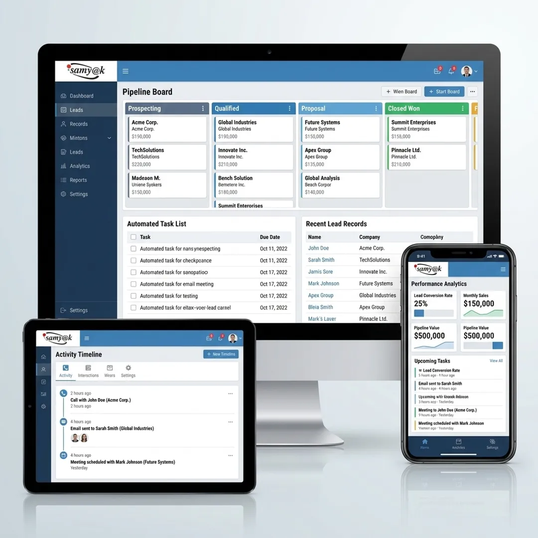 Custom sales automation platform on desktop