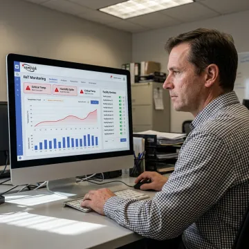 Engineer configuring an environmental monitoring dashboard