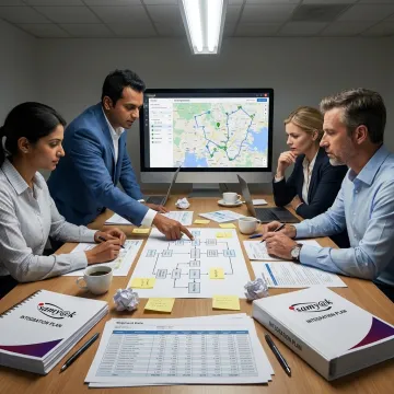 Team planning a transportation software workflow