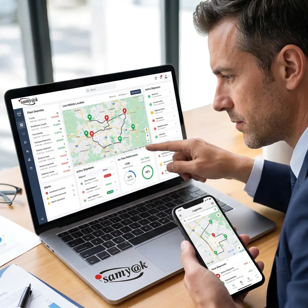 Transportation management dashboard with live fleet tracking