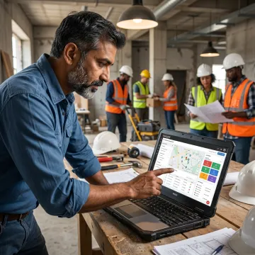 Field manager reviewing live team activity dashboard